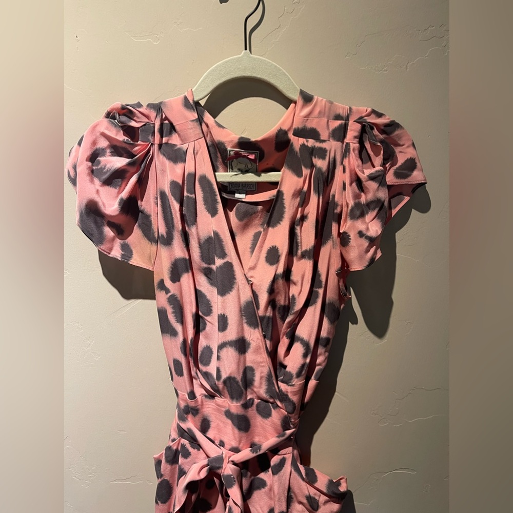 yoana baraschi dress wrap pink animal print L